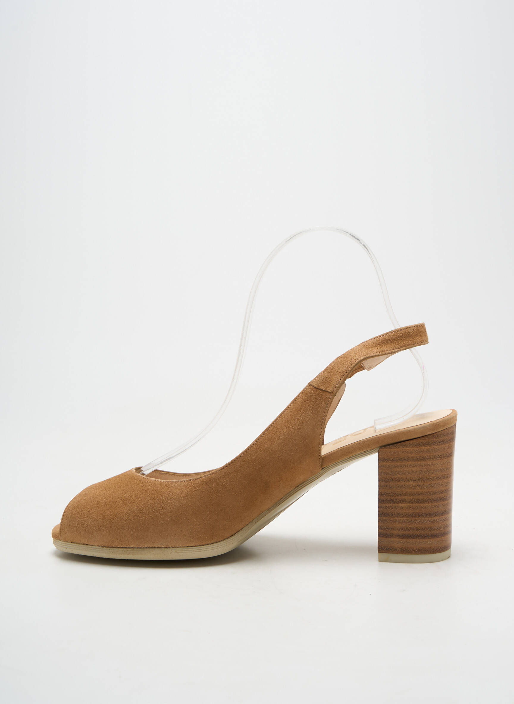 Sandalai/nu pėdos lygus medžiaga kulnas nuo 7 iki 9 cm rudas LODI moteris