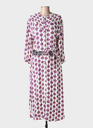 Ilga suknelė gėlių raštas 3/4 rankovės violetinis POM AMSTERDAM moteris