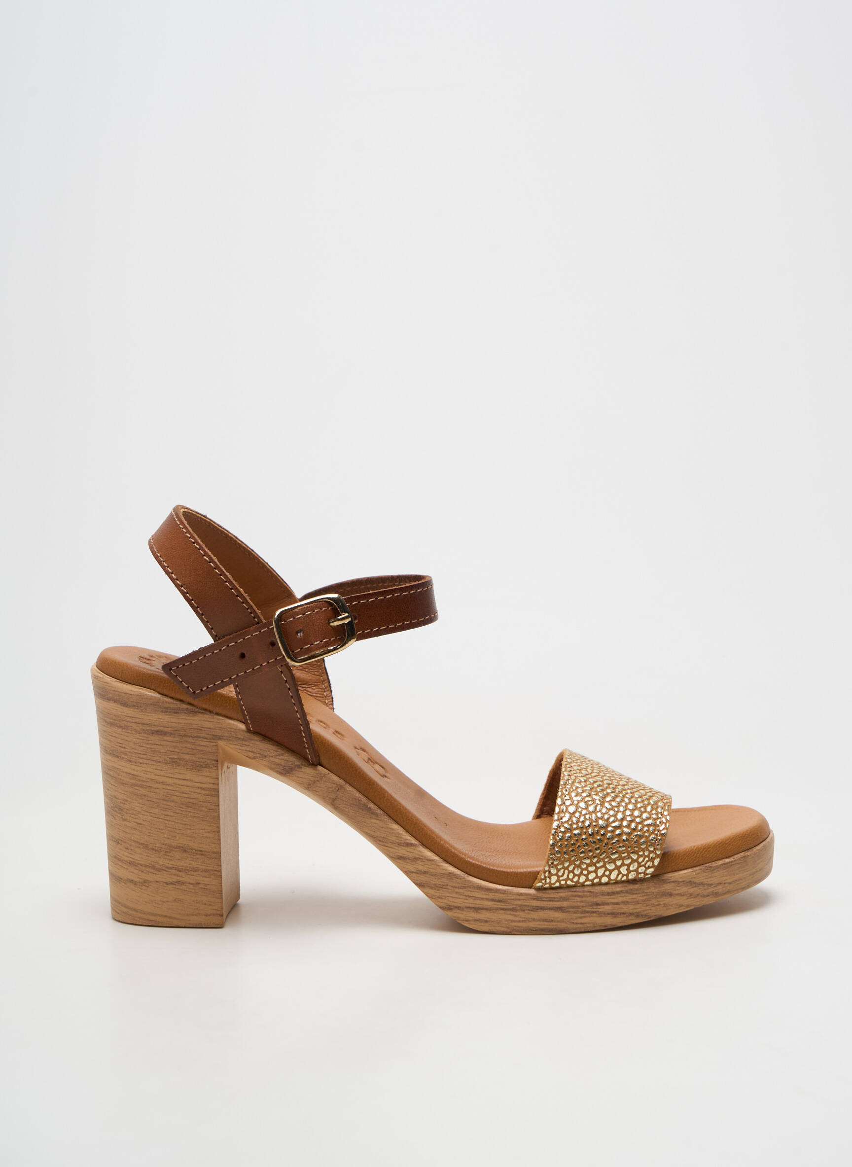 Sandalai/nu pėdos lygus medžiaga kulnas nuo 7 iki 9 cm rudas EVA FRUTOS moteris