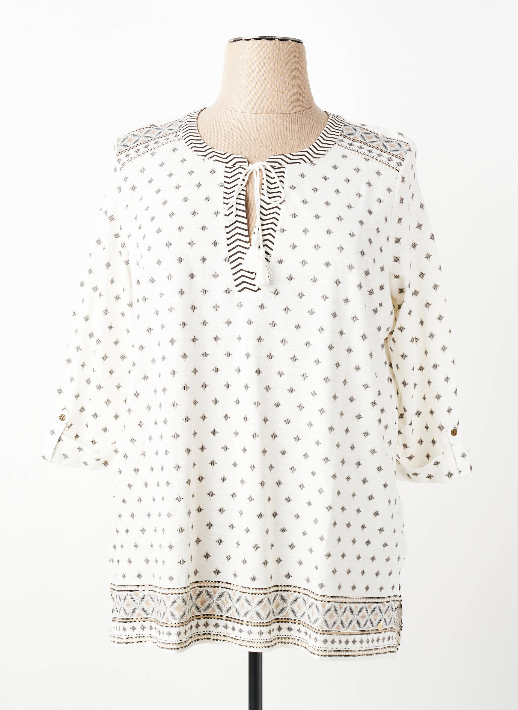 T-marškinys 3/4 rankovės 3/4 rankovės baltas OLSEN moteris