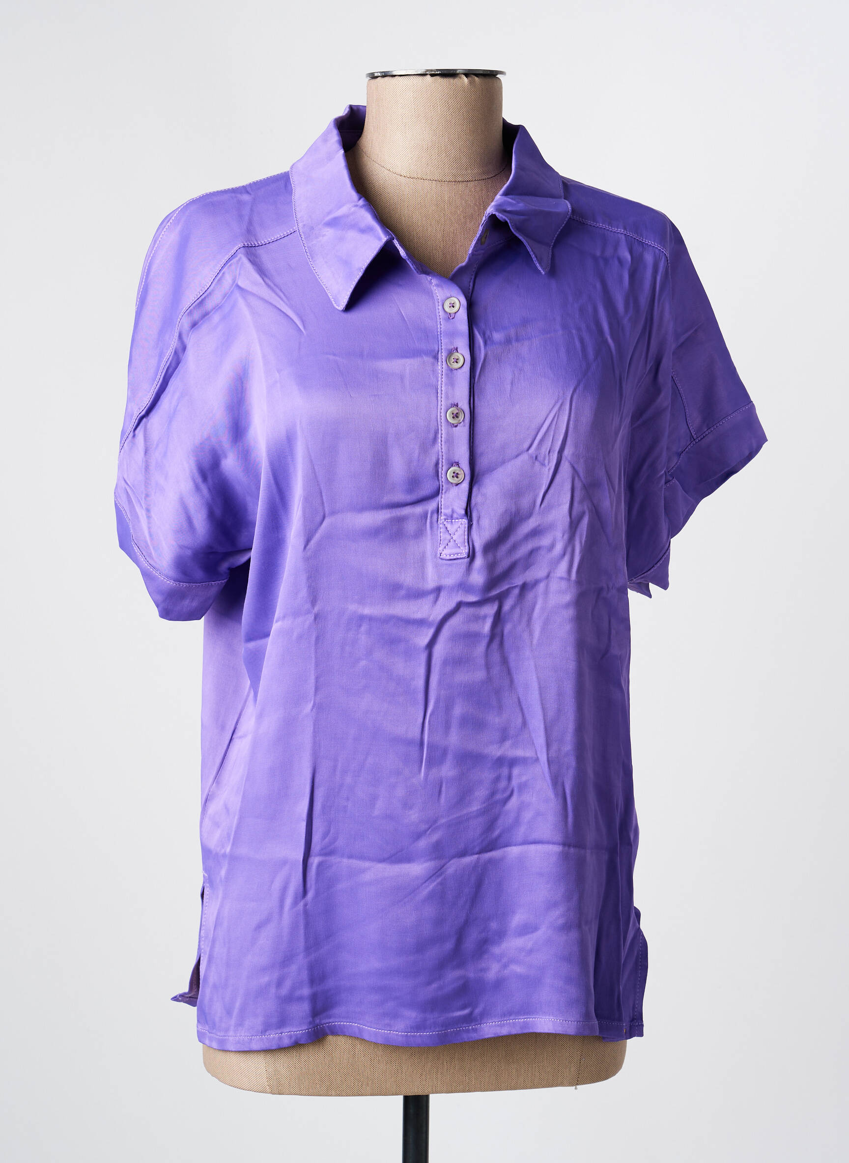 Polo tiesi kirpimas trumpas rankovės violetinis COUTURIST moteris
