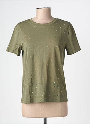 T-marškinys sietinė spauda su kristalais trumpas rankovės žalias GEISHA moteris