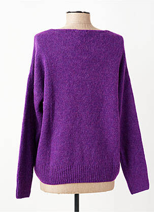 Megztinis tiesi kirpimas ilgos rankovės violetinis CHANCE moteris