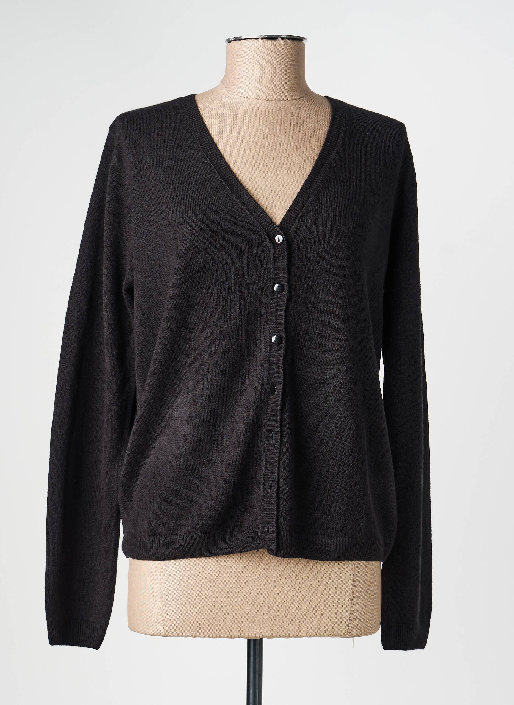 Ilgų rankovių liemenė centrinė iškirptė juodas CASHMERE moteris