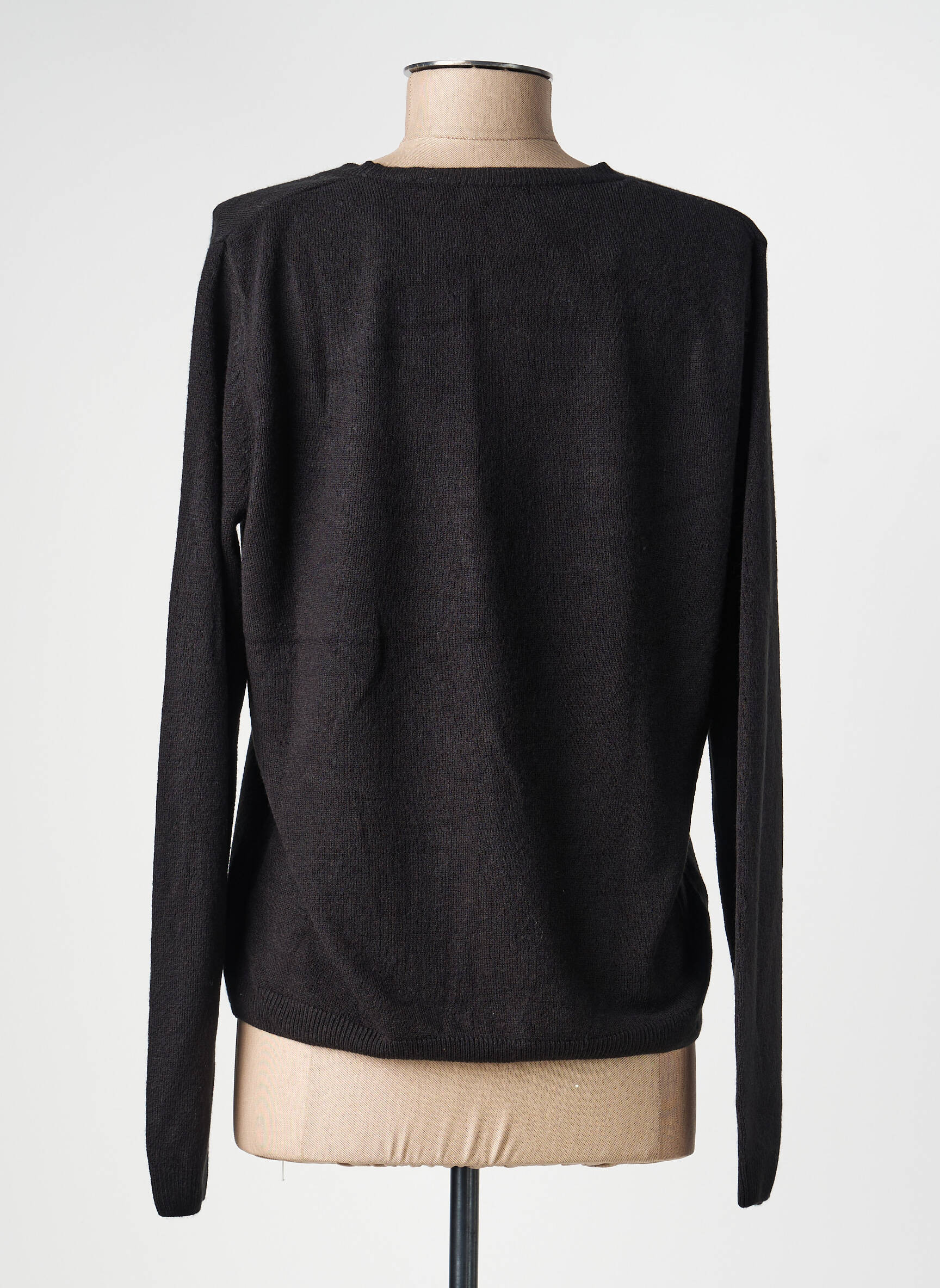 Ilgų rankovių liemenė centrinė iškirptė juodas CASHMERE moteris
