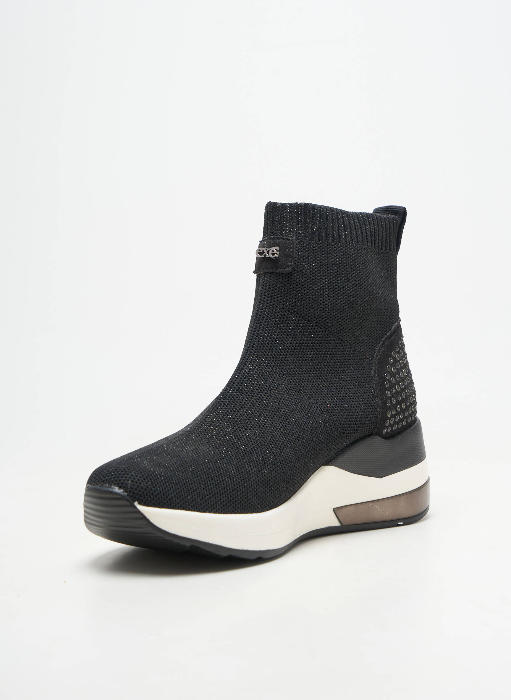 Slip-on batai blizgučių audimas, blizgus audimas kulnas nuo 4 iki 6 cm juodas EXÉ moteris