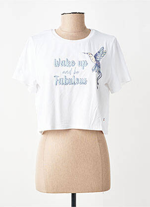 T-marškinys floqué serigrafija trumpas rankovės baltas LES POULETTES FITNESS moteris