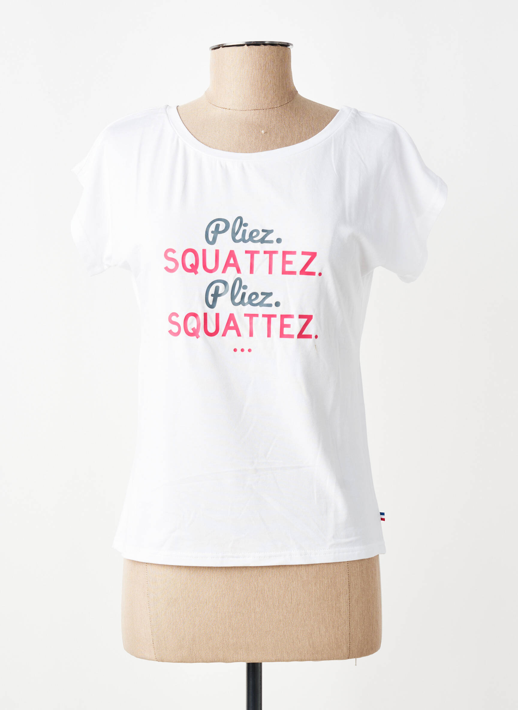 T-marškinys floqué serigrafija trumpas rankovės baltas LES POULETTES FITNESS moteris