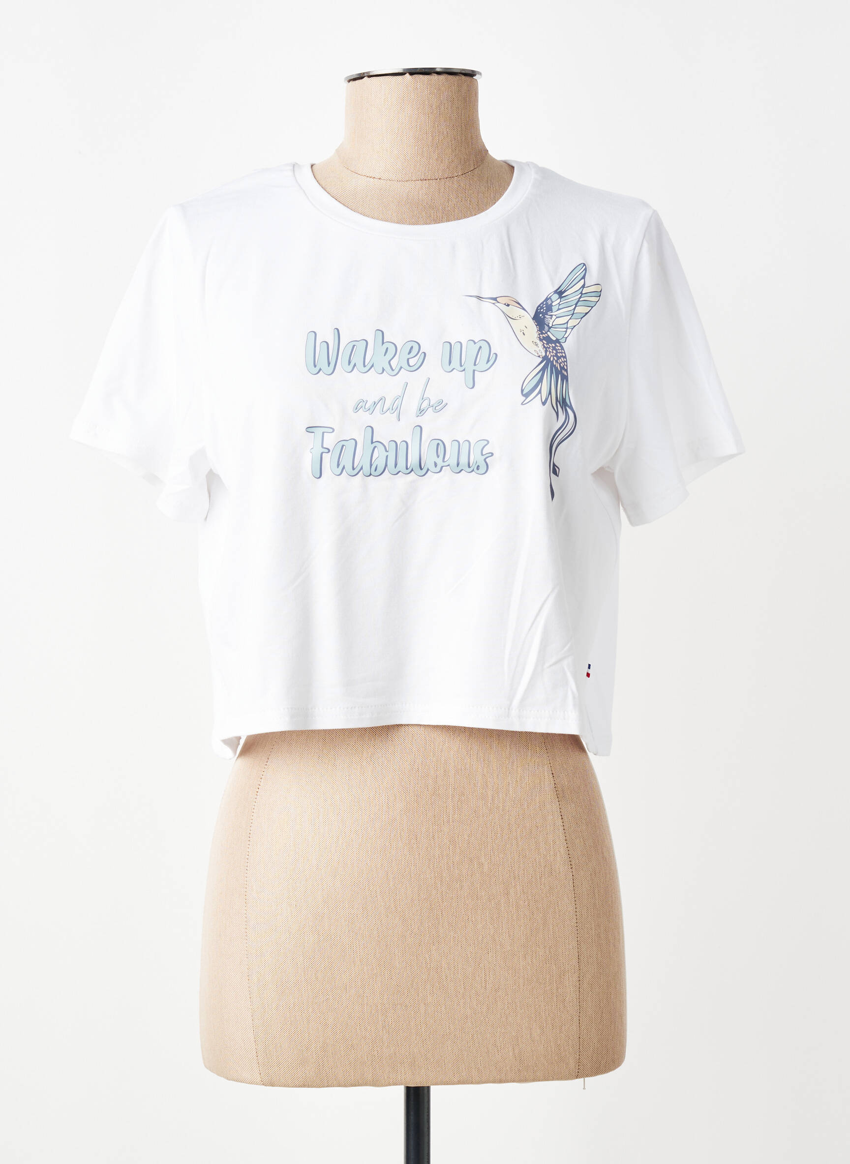 T-marškinys floqué serigrafija trumpas rankovės baltas LES POULETTES FITNESS moteris