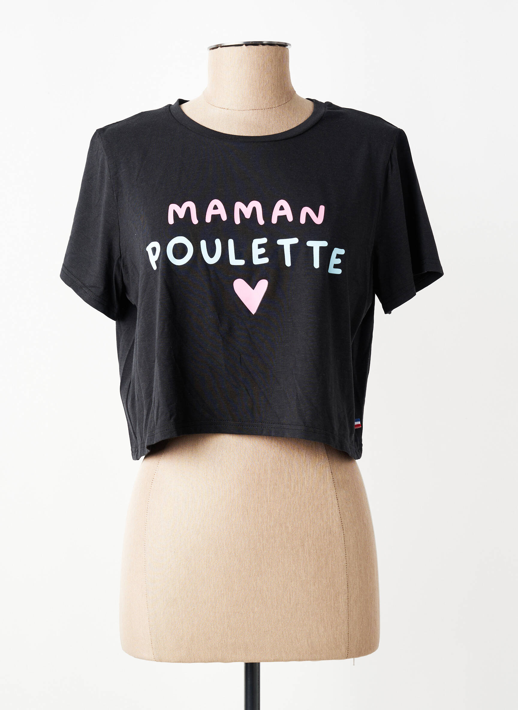 T-marškinys floqué serigrafija trumpas rankovės juodas LES POULETTES FITNESS moteris