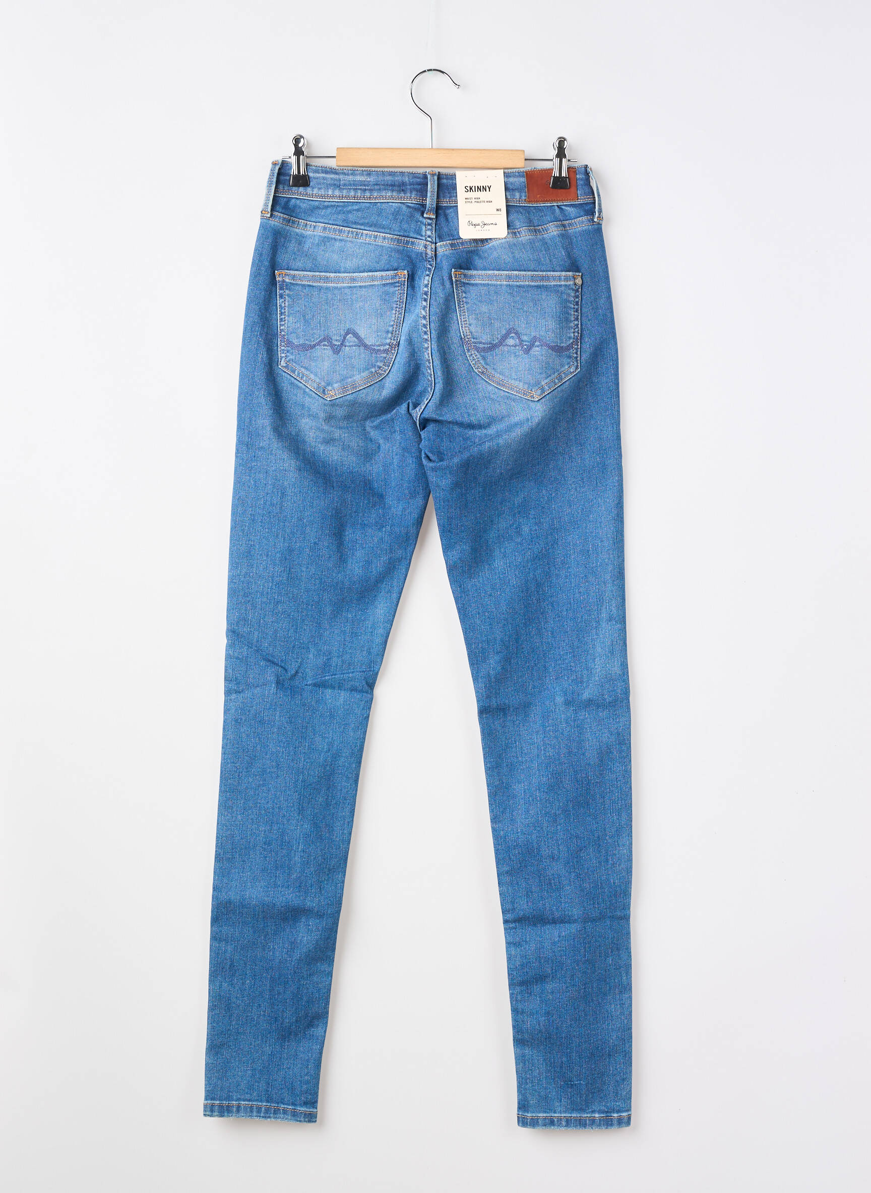 Lieknos džinsai nusidėvėjęs ir išblukęs efektas mėlyna PEPE JEANS mergina