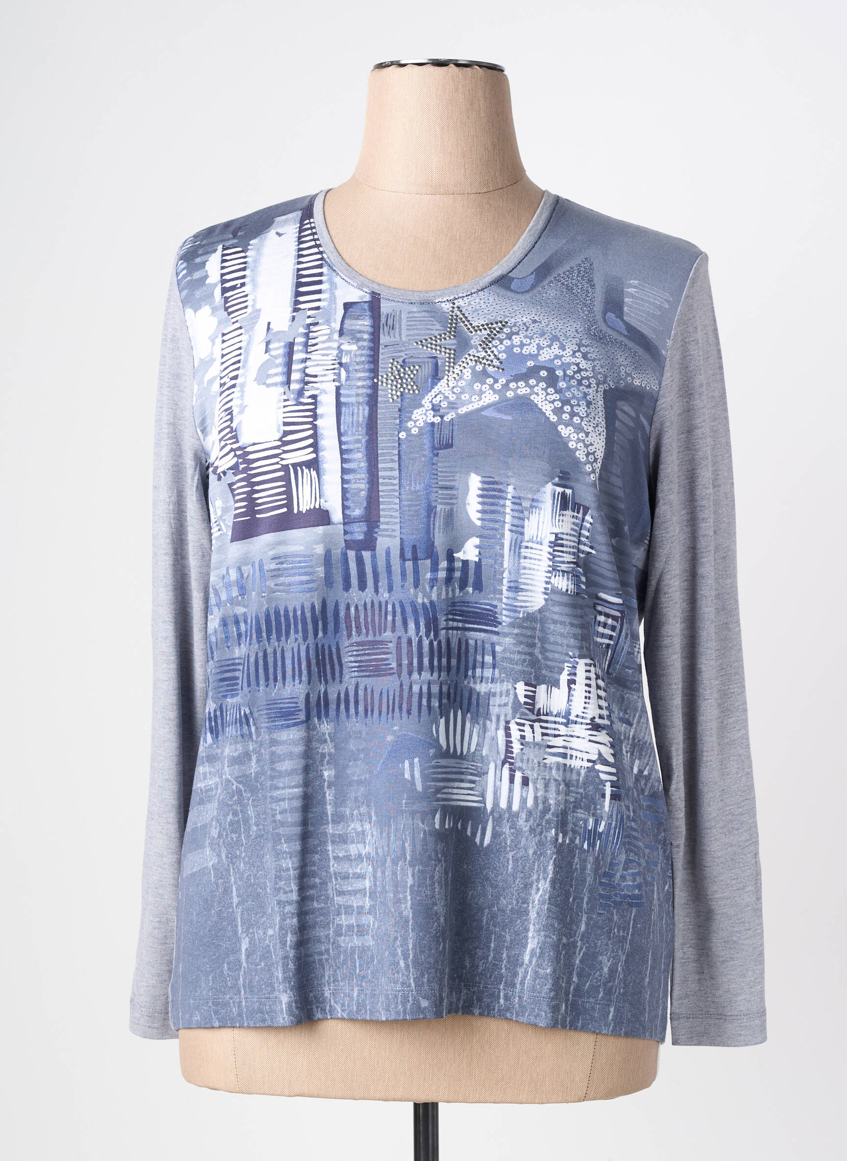 T-marškinys ilgos rankovės ilgos rankovės mėlyna RABE moteris