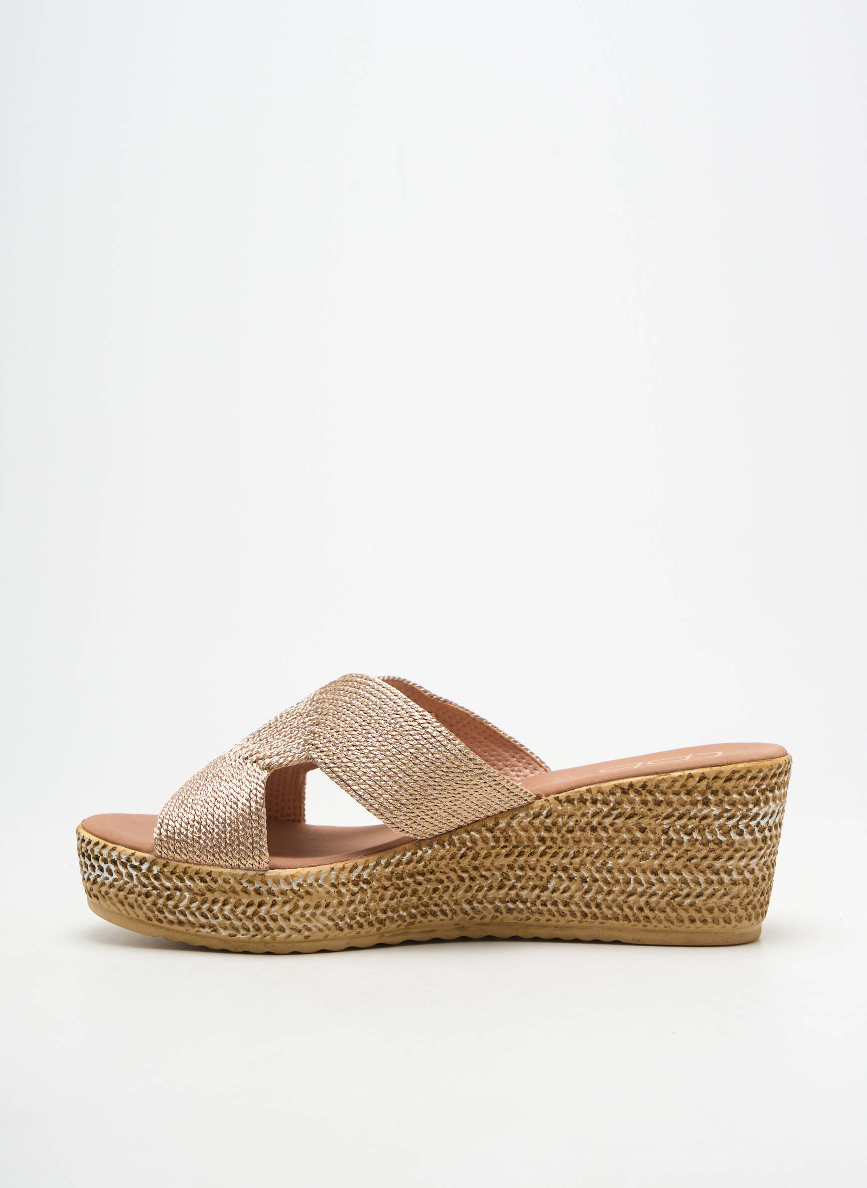 Mule/sabotai pusiau kompensuotas kulnas nuo 7 iki 9 cm auksas LPB moteris