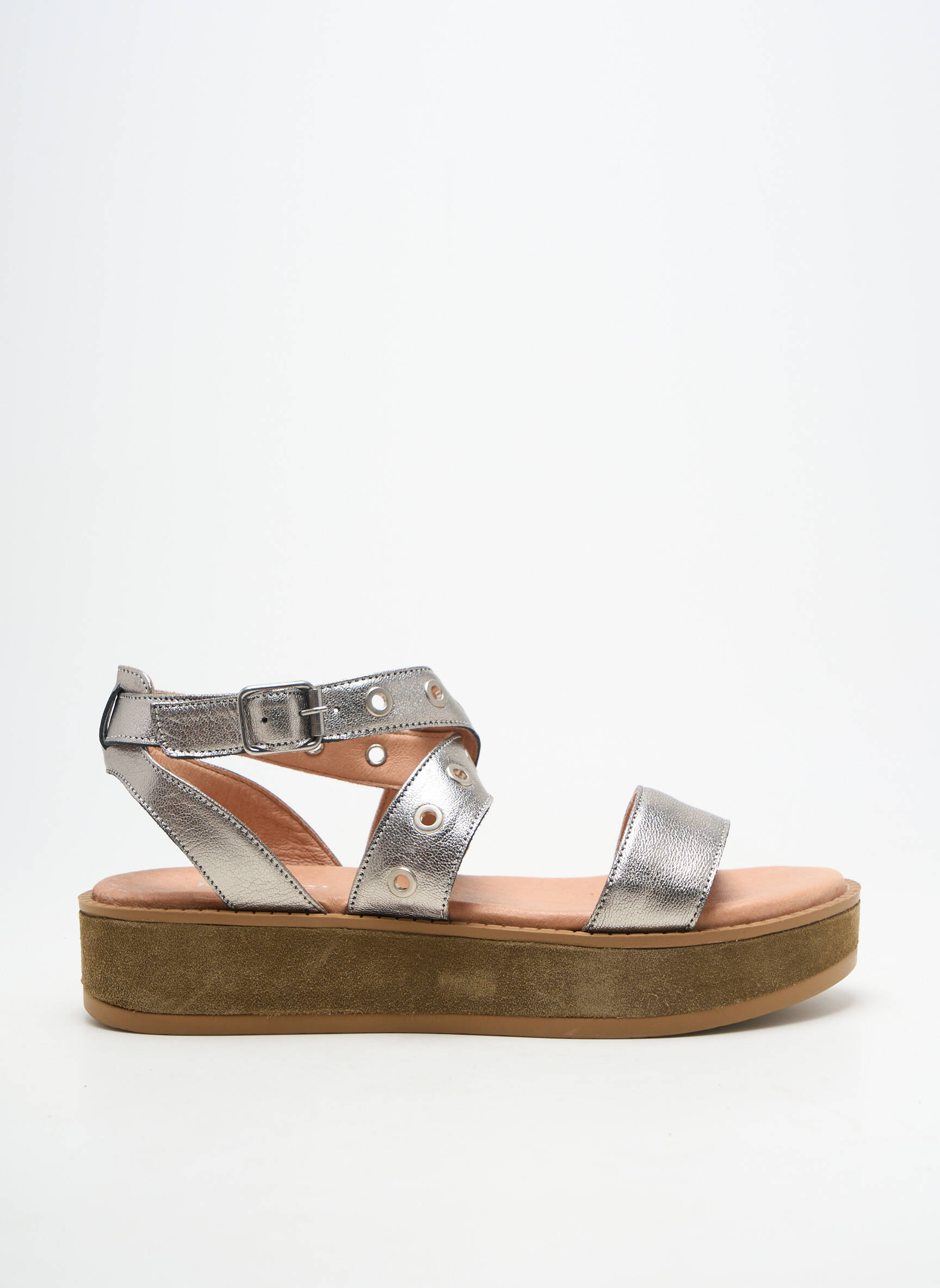 Sandalai/nu pėdos lygus medžiaga kulnas nuo 4 iki 6 cm sidabrinė REGARD moteris