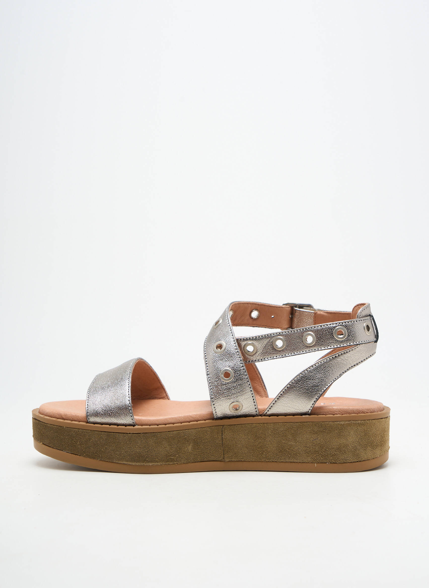 Sandalai/nu pėdos lygus medžiaga kulnas nuo 4 iki 6 cm sidabrinė REGARD moteris