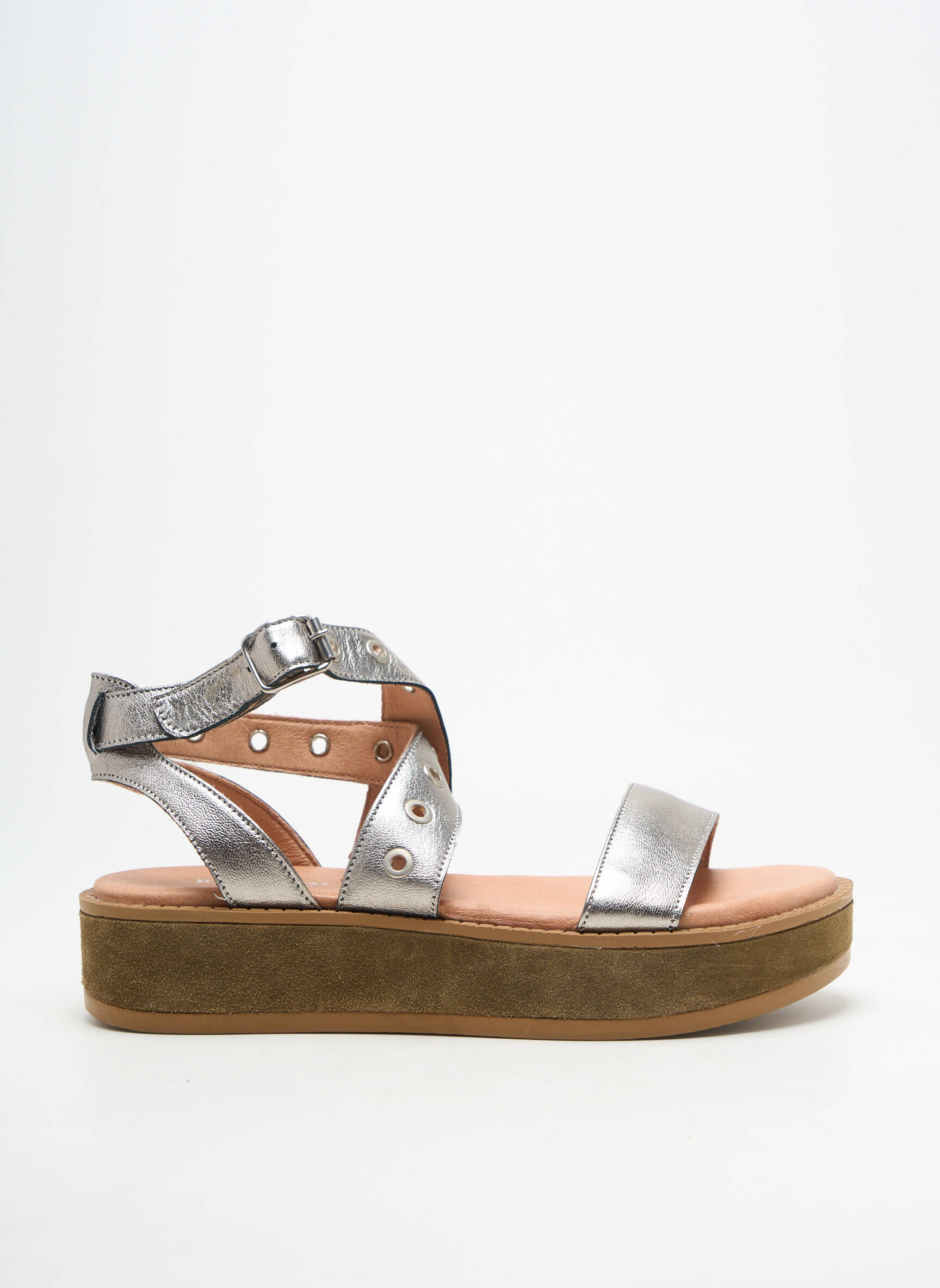 Sandalai/nu pėdos lygus medžiaga kulnas nuo 4 iki 6 cm sidabrinė REGARD moteris