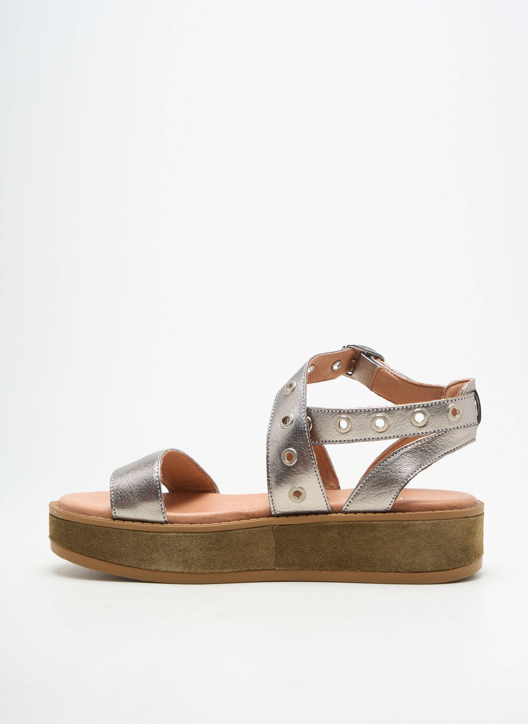 Sandalai/nu pėdos lygus medžiaga kulnas nuo 4 iki 6 cm sidabrinė REGARD moteris