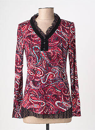 Viršūnė tamprumas ilgos rankovės raudona FELINO moteris