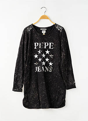 Pusilgių suknelė apvalus kaklas ilgos rankovės juodas PEPE JEANS mergina