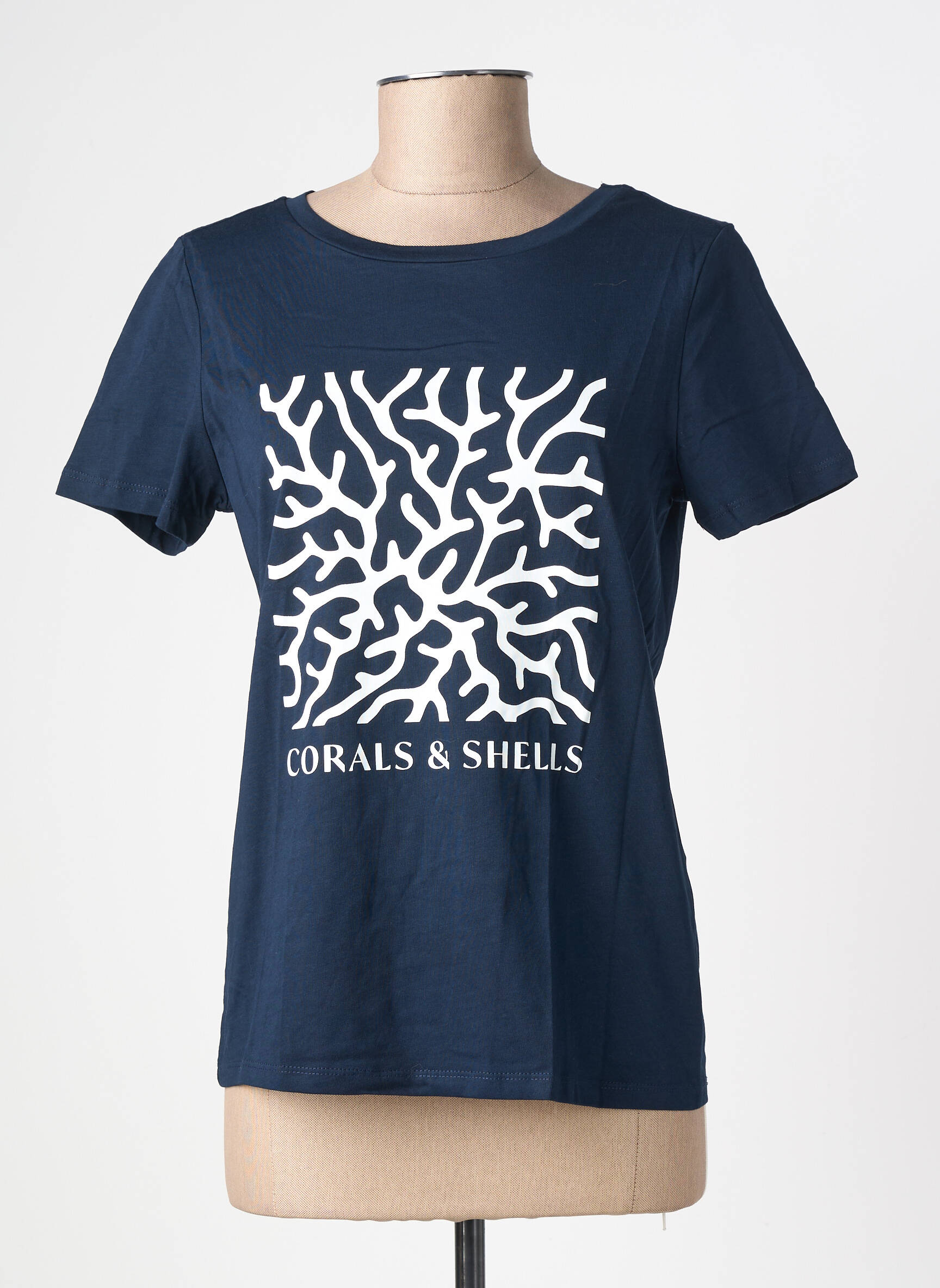 T-marškinys floqué serigrafija trumpas rankovės mėlyna STREET ONE moteris