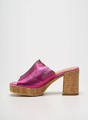 Mule/sabotai lygus medžiaga kulnas nuo 7 iki 9 cm tamsiai rožinė MINKA DESIGN moteris