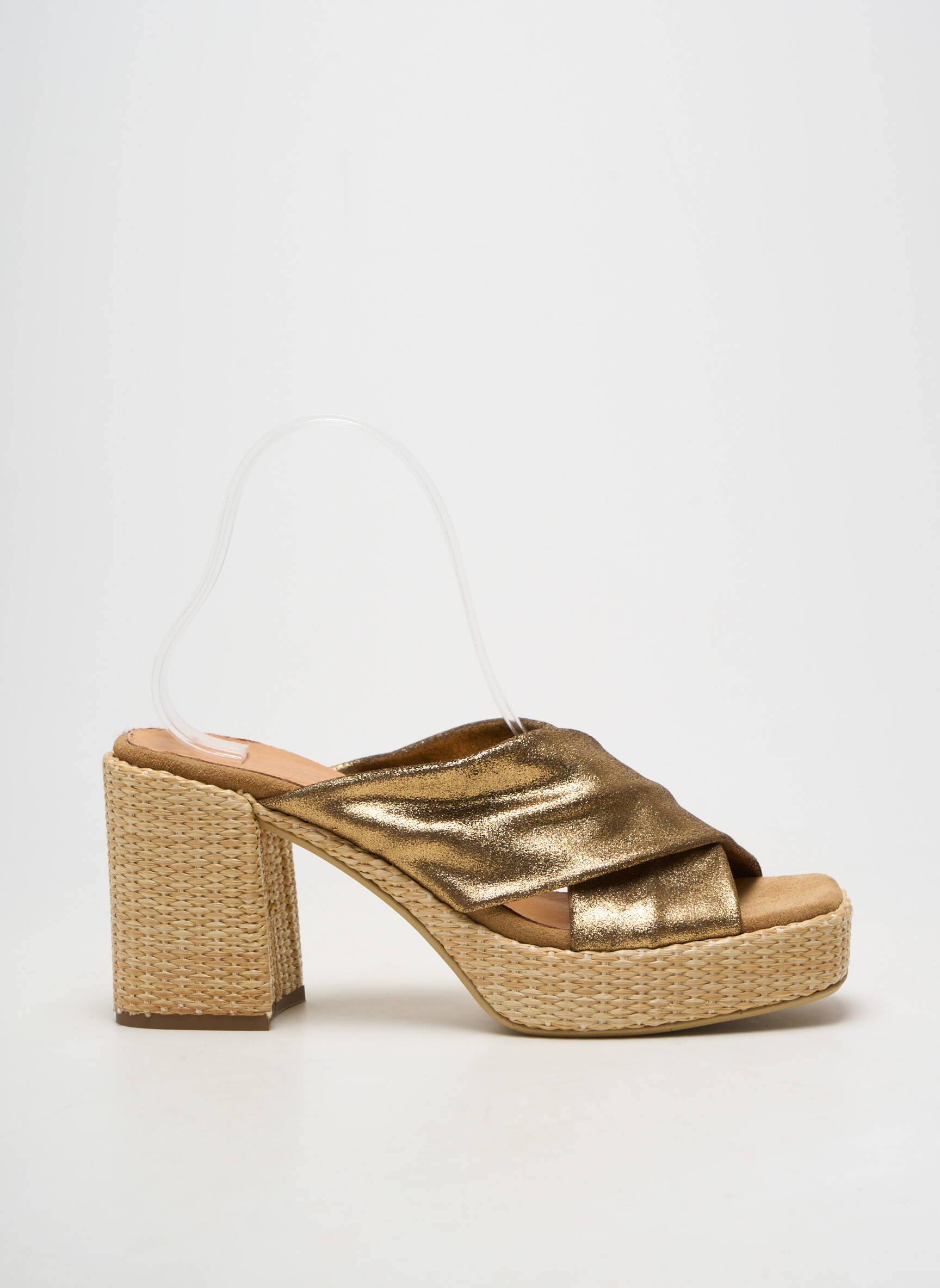 Mule/sabotai lygus audinys kulnas nuo 7 iki 9 cm rudas MINKA DESIGN moteris