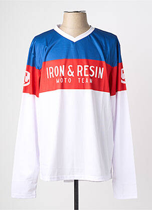 T-marškinys centrinė iškirptė ilgos rankovės baltas IRON AND RESIN vyras