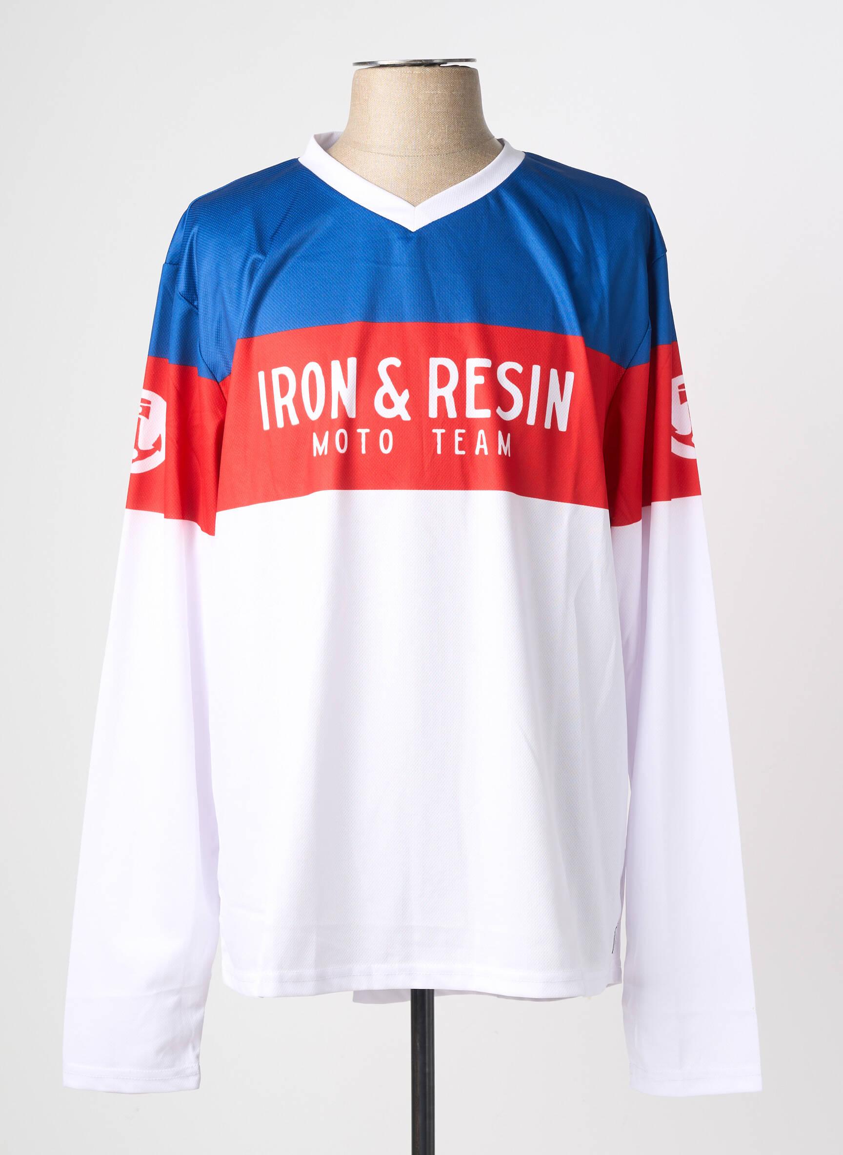 T-marškinys centrinė iškirptė ilgos rankovės baltas IRON AND RESIN vyras