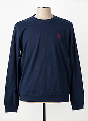 T-marškinys centrinė iškirptė ilgos rankovės mėlyna U.S. POLO ASSN vyras
