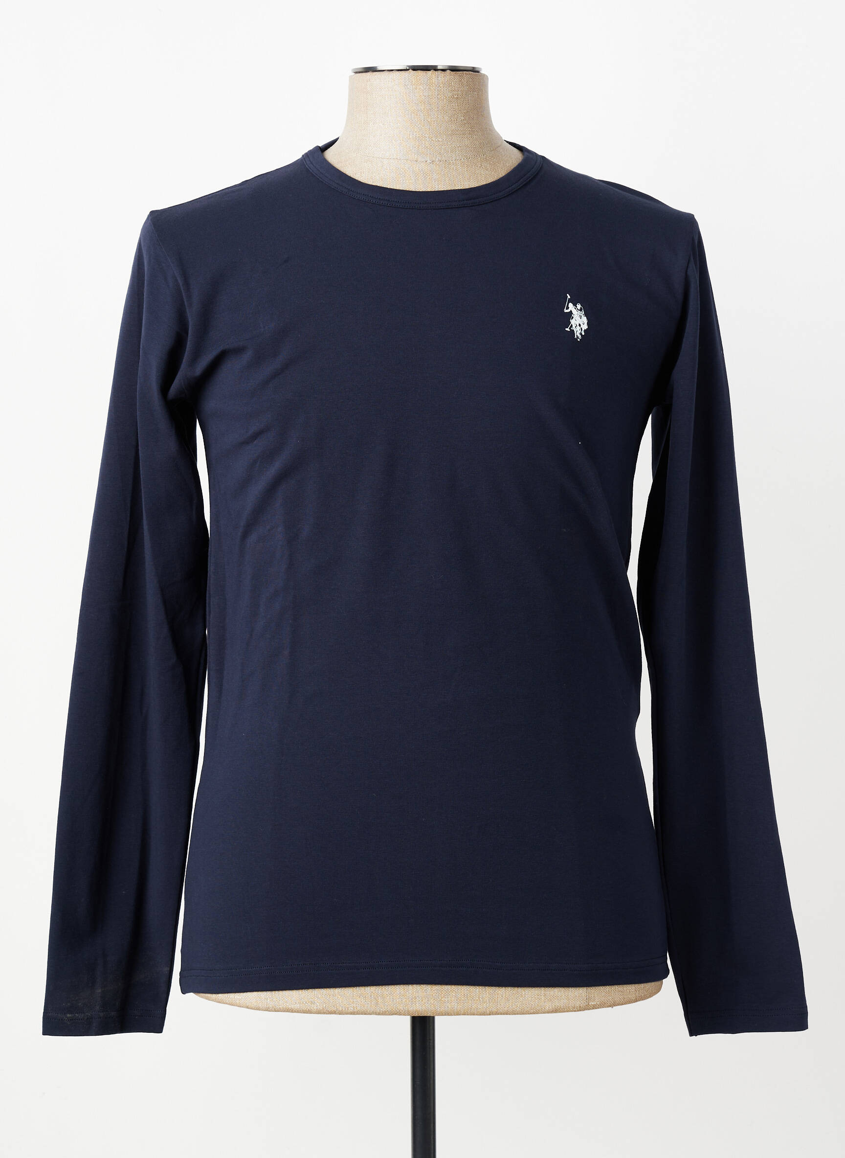 T-marškinys centrinė iškirptė ilgos rankovės mėlyna U.S. POLO ASSN vyras