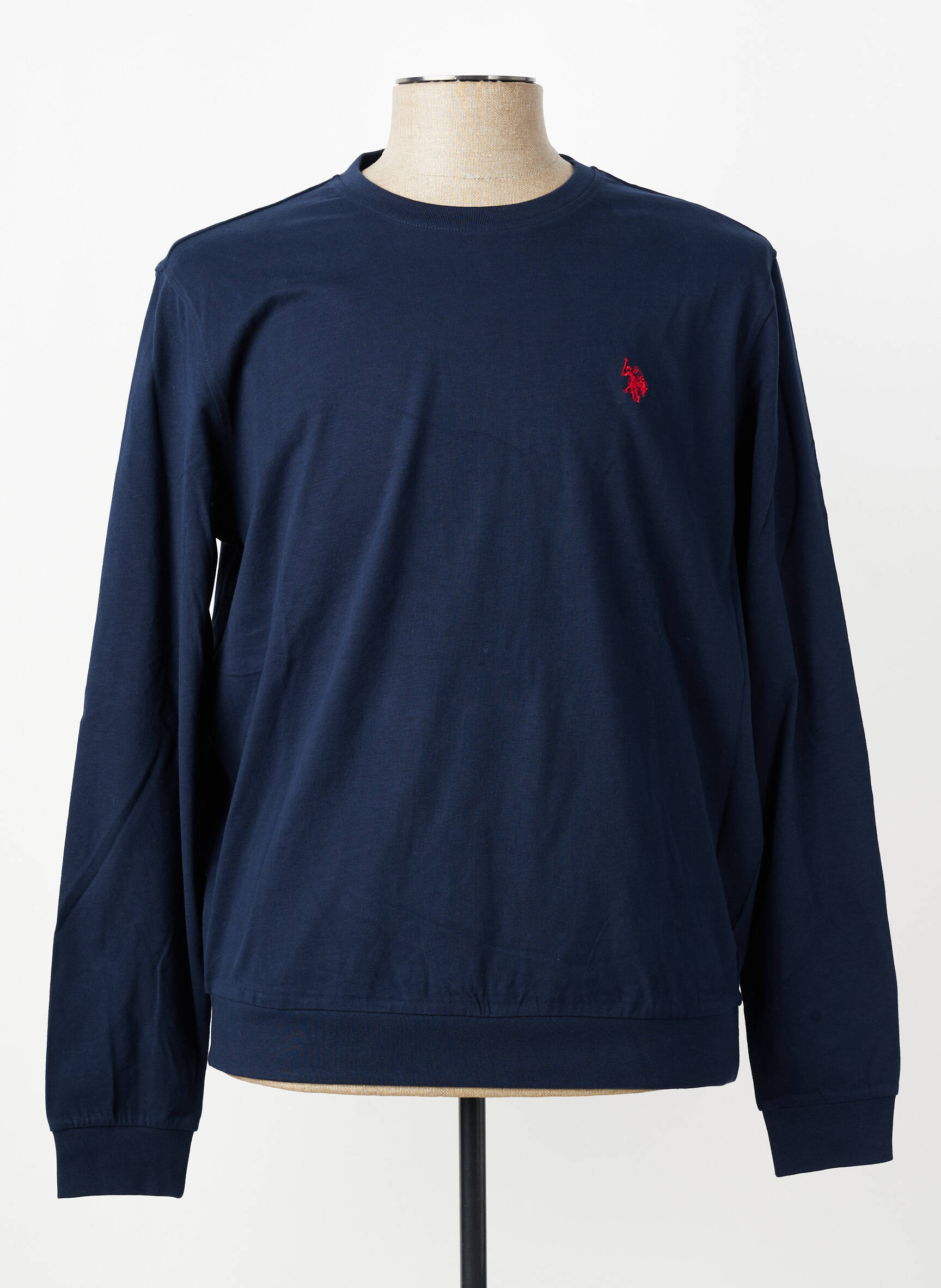 T-marškinys centrinė iškirptė ilgos rankovės mėlyna U.S. POLO ASSN vyras