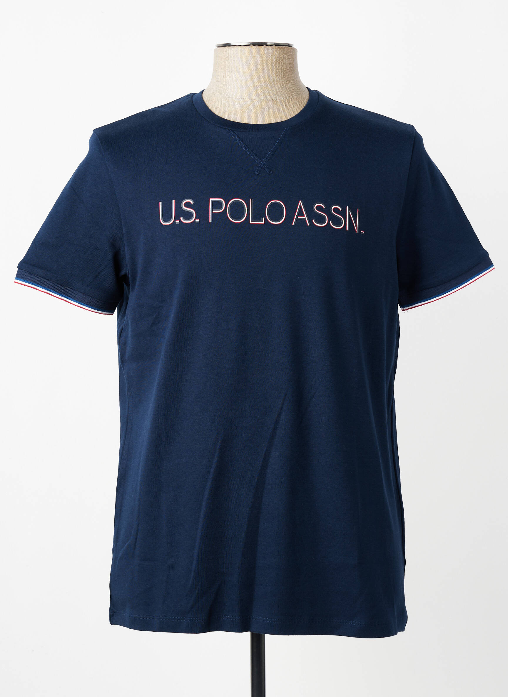 T-marškinys centrinė iškirptė trumpas rankovės mėlyna U.S. POLO ASSN vyras