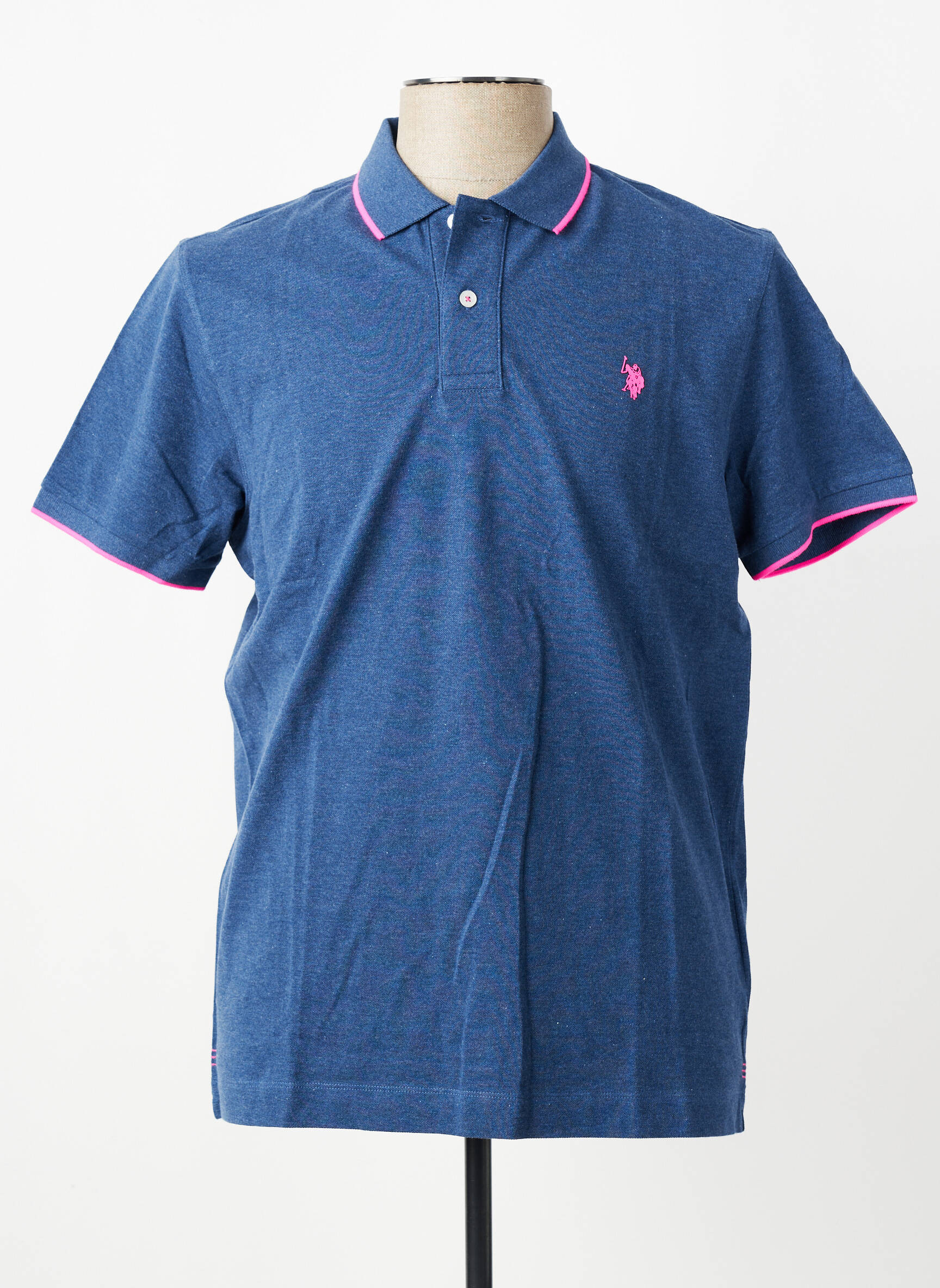 Polo chinamas audinys trumpas rankovės mėlyna U.S. POLO ASSN vyras
