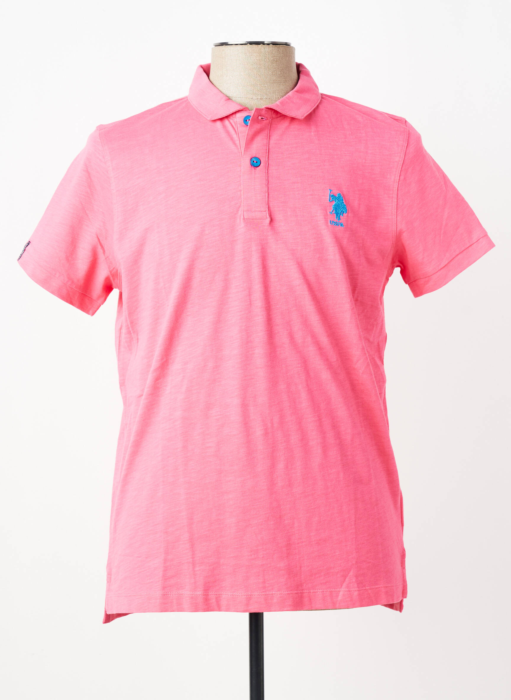 Polo jersey audinys trumpas rankovės rožinė U.S. POLO ASSN vyras