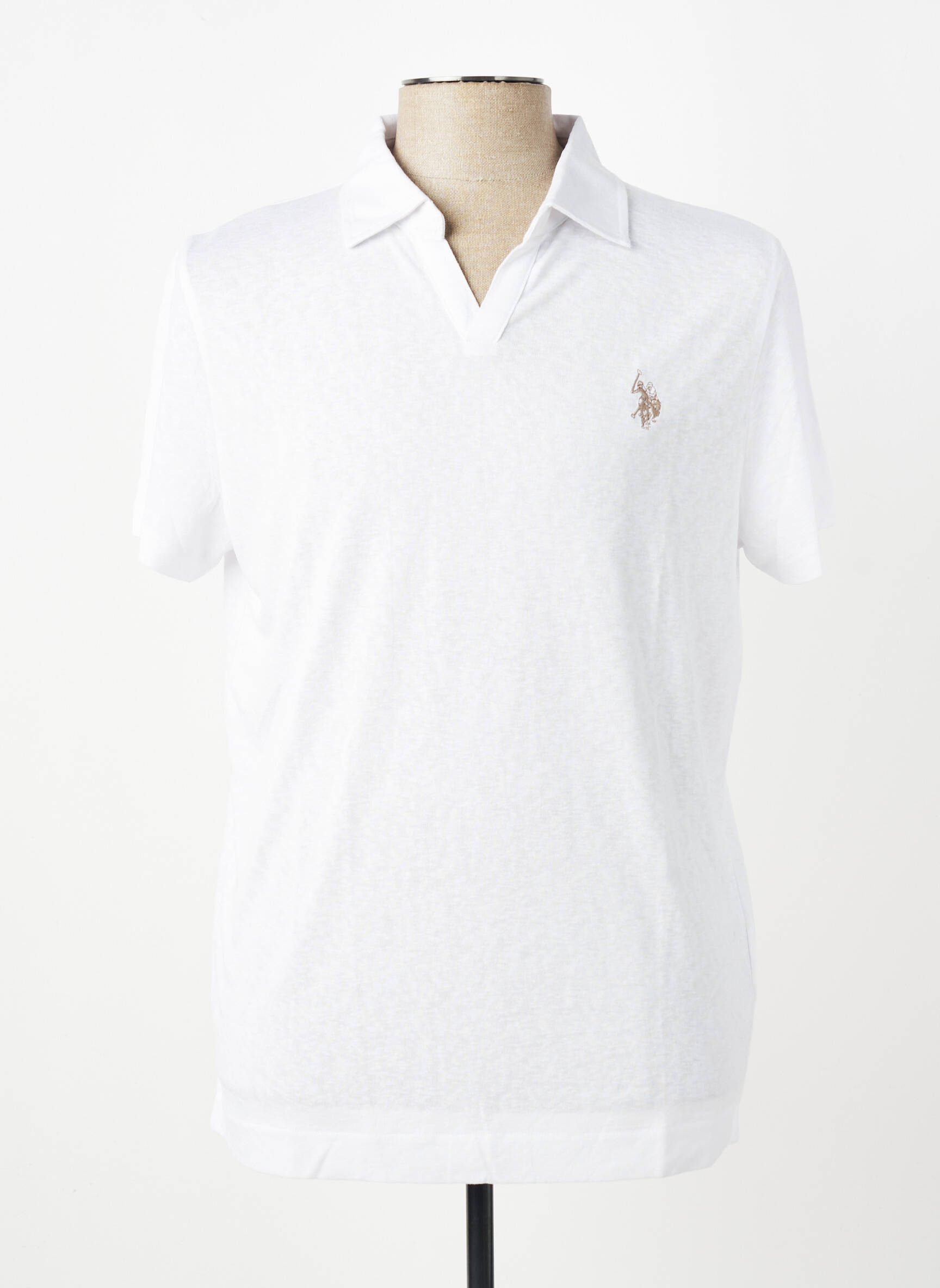 Polo jersey audinys trumpas rankovės baltas U.S. POLO ASSN vyras