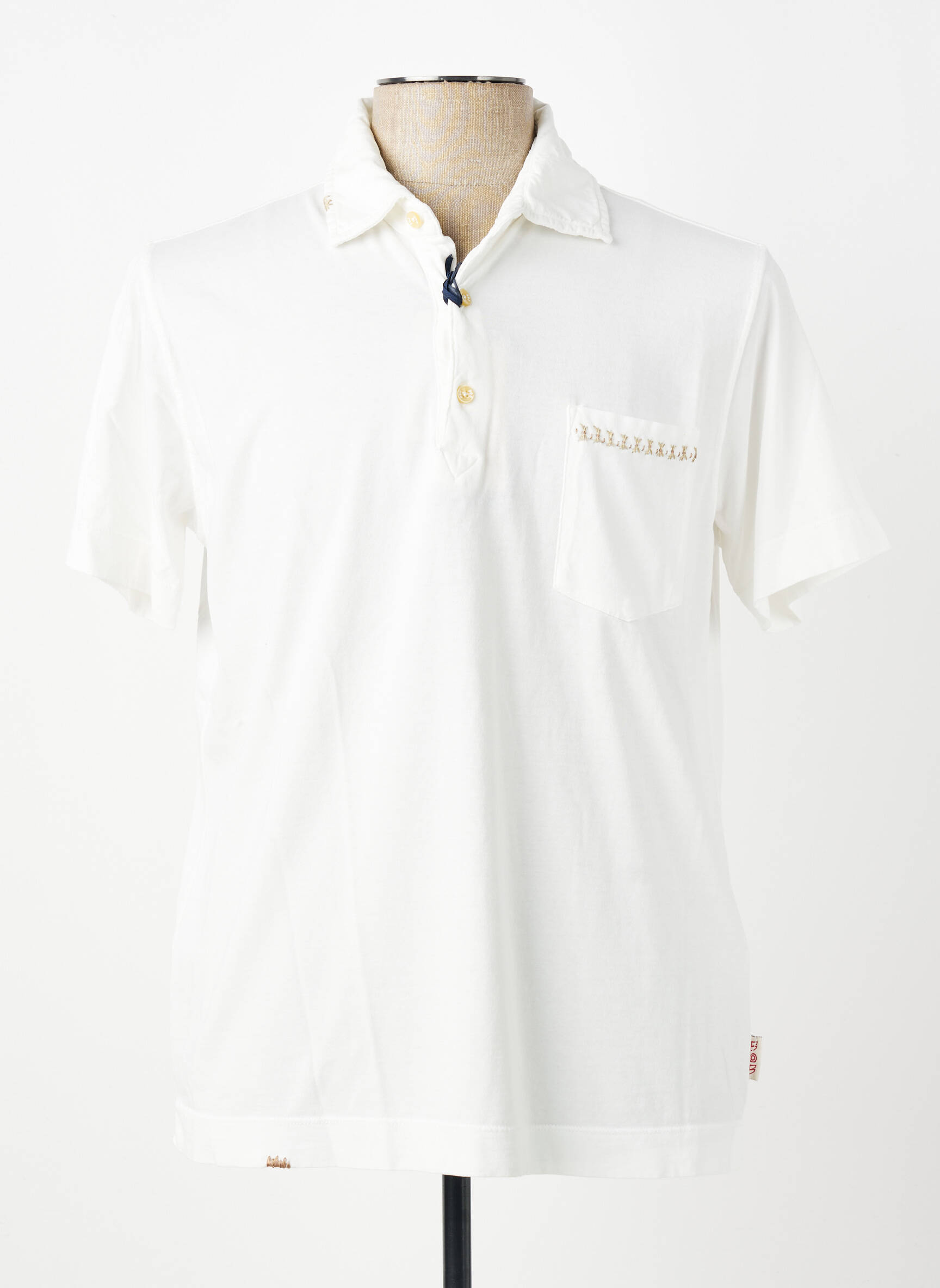 Polo jersey audinys trumpas rankovės baltas BOB vyras