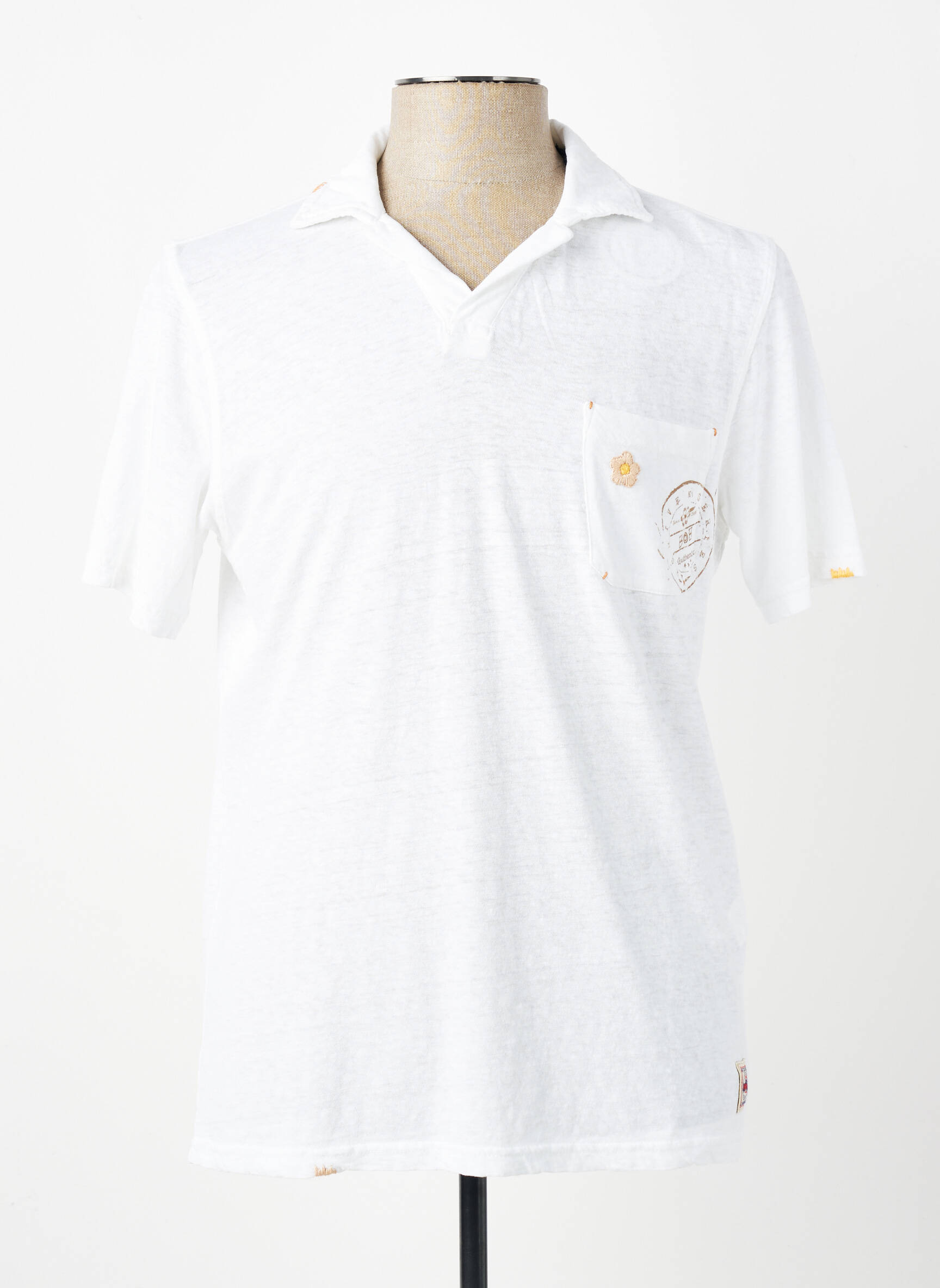 Polo jersey audinys trumpas rankovės baltas BOB vyras