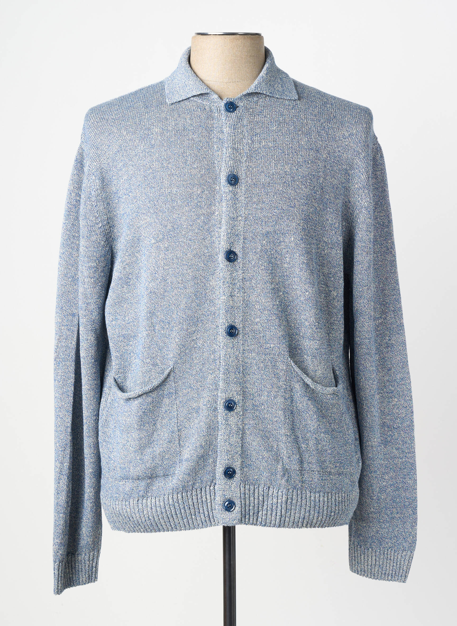 Ilgų rankovių liemenė priekinė mygtukų uždarymo sistema mėlyna WOOL & CO vyras