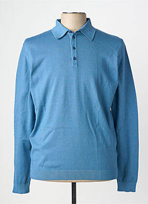 Megztinis polo apykaklė ilgos rankovės mėlyna WOOL & CO vyras