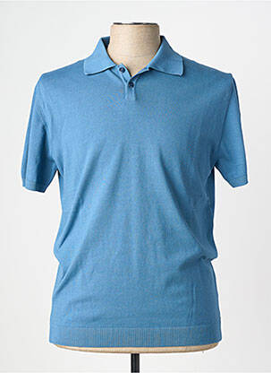 Megztinis polo apykaklė trumpas rankovės mėlyna WOOL & CO vyras