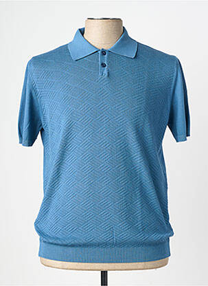 Megztinis polo apykaklė trumpas rankovės mėlyna WOOL & CO vyras