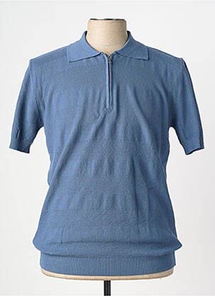 Megztinis polo apykaklė trumpas rankovės mėlyna WOOL & CO vyras