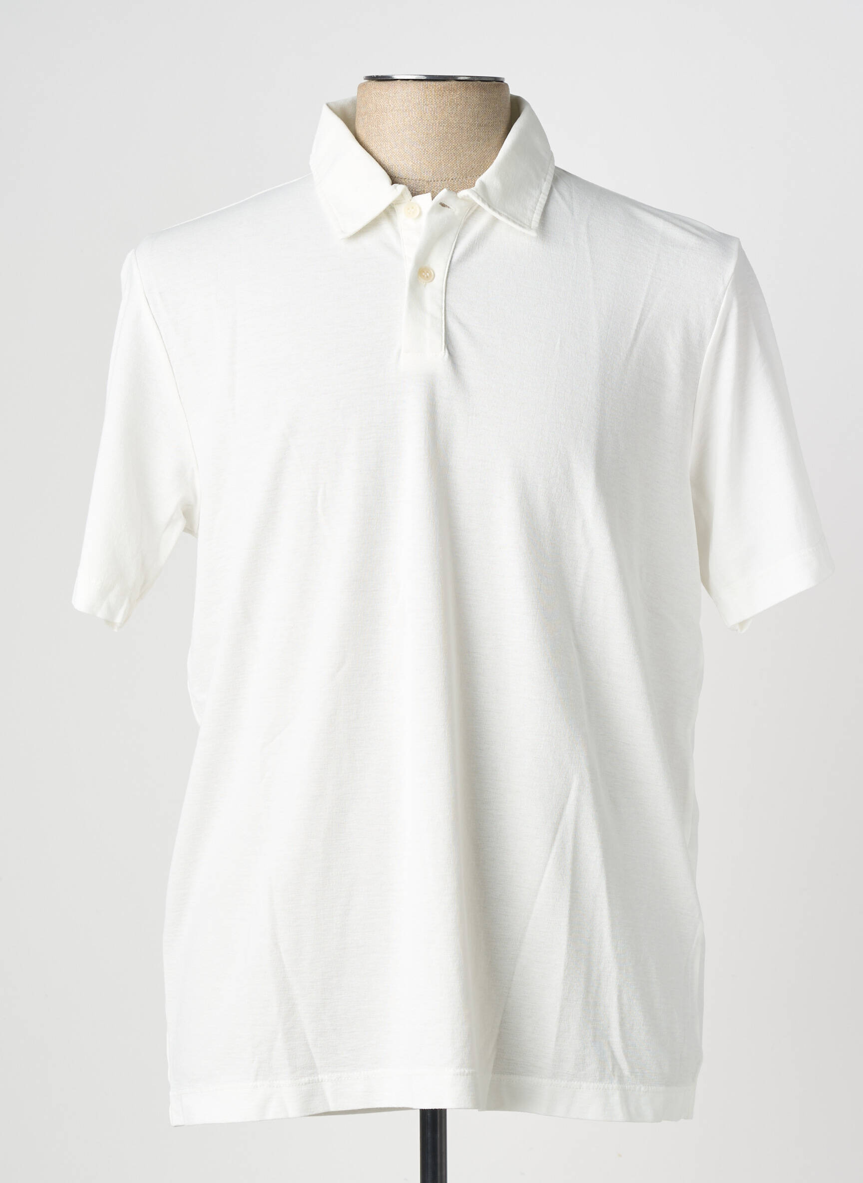 Polo jersey audinys trumpas rankovės baltas WOOL & CO vyras