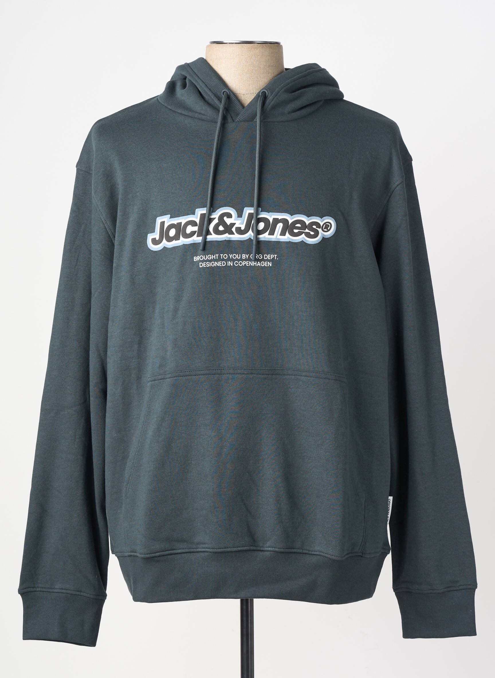 Kapišonas jersey audinys ilgos rankovės žalias JACK & JONES vyras