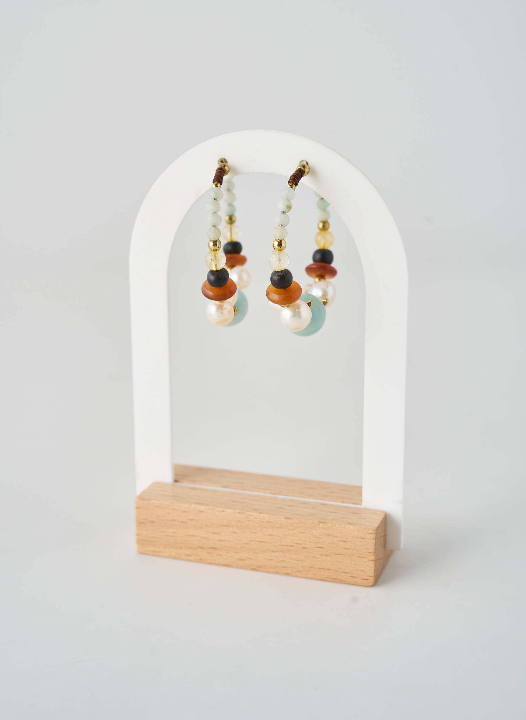Auskarai perlų ornamentas rudas NATURE BIJOUX moteris