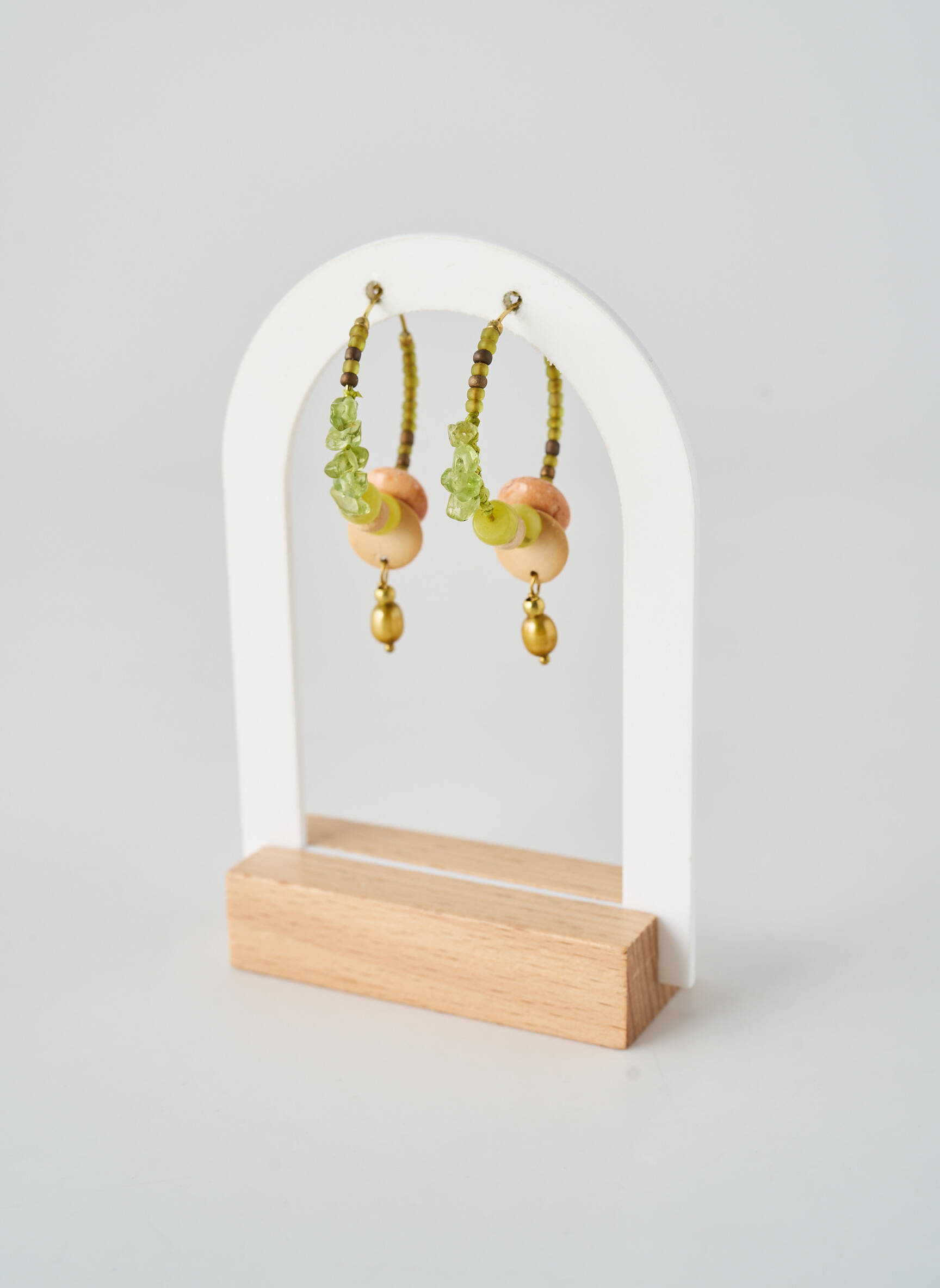 Auskarai perlų ornamentas žalias NATURE BIJOUX moteris