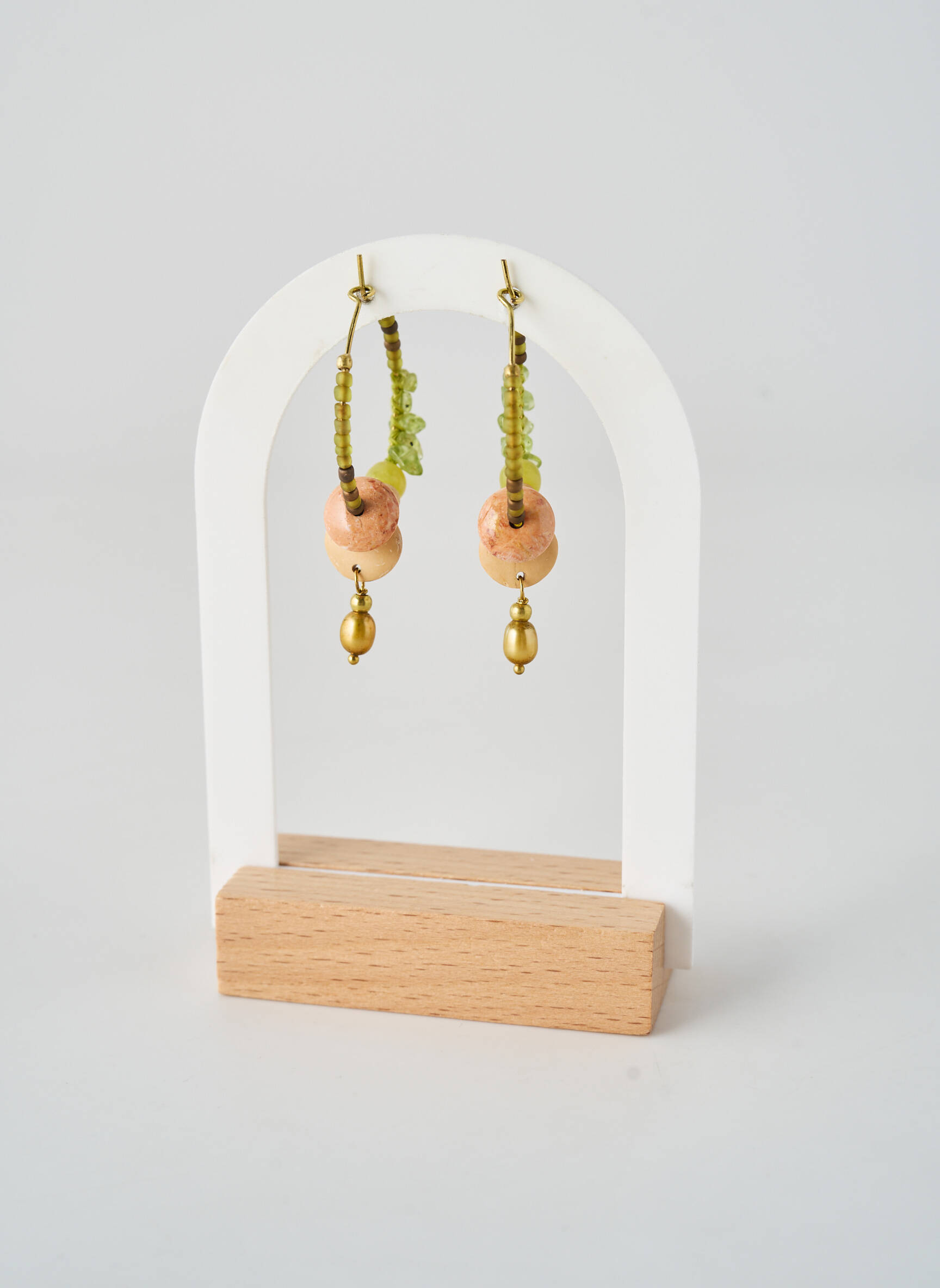 Auskarai perlų ornamentas žalias NATURE BIJOUX moteris