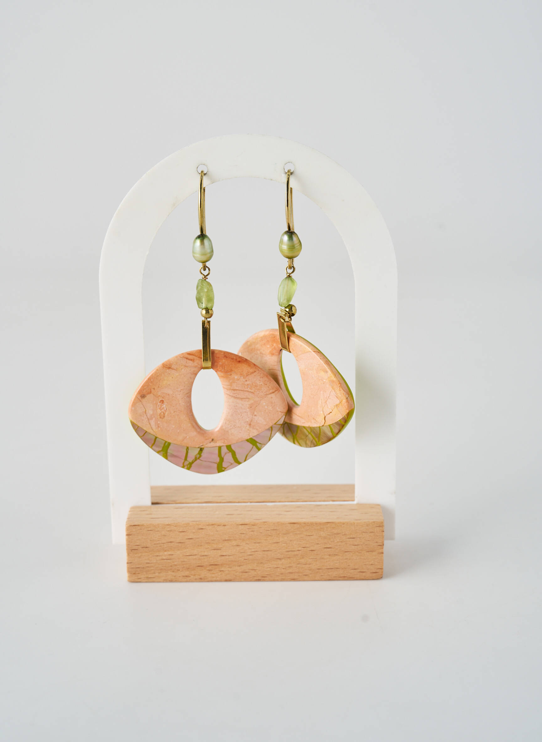 Auskarai perlų ornamentas žalias NATURE BIJOUX moteris