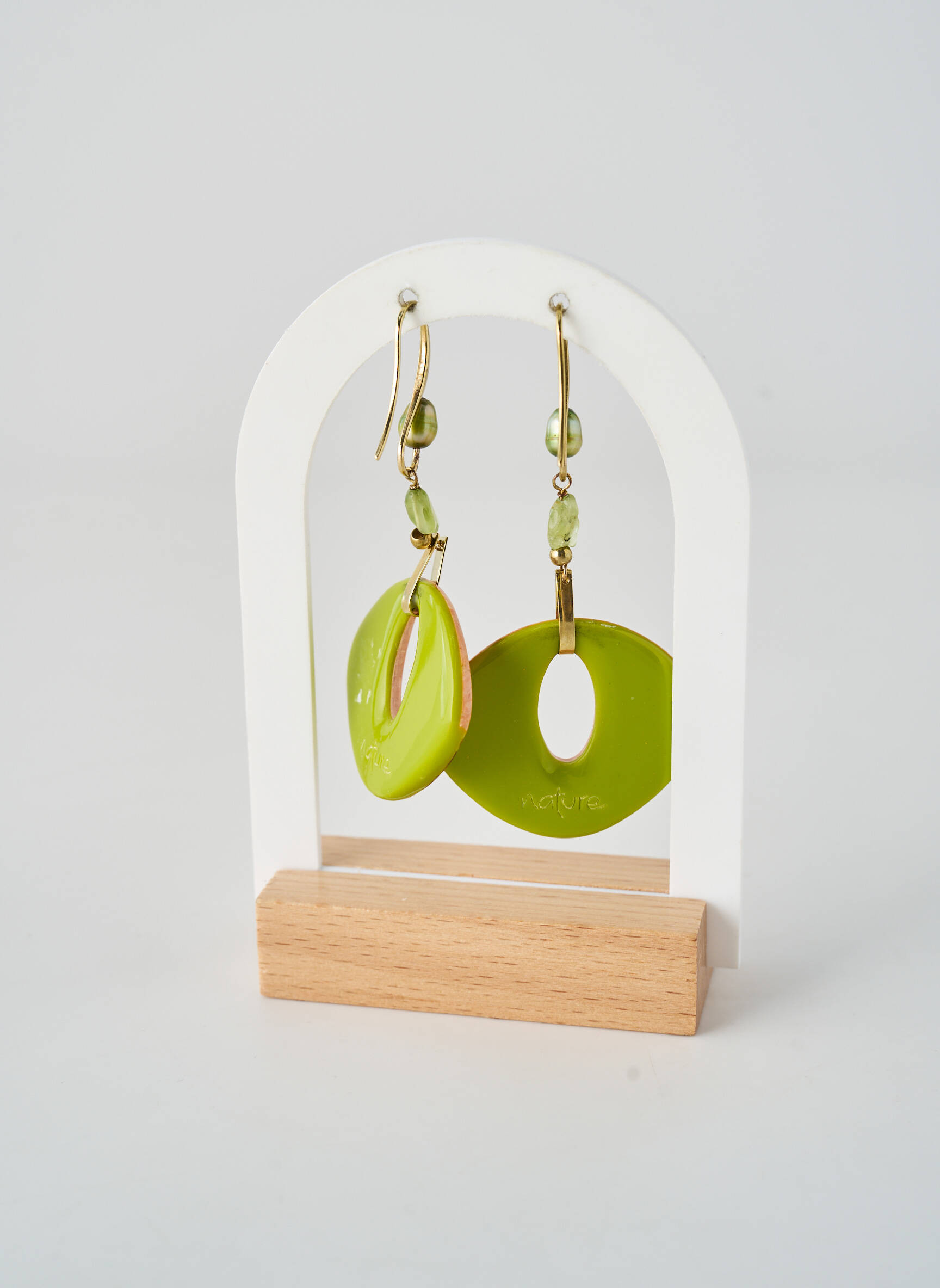 Auskarai perlų ornamentas žalias NATURE BIJOUX moteris