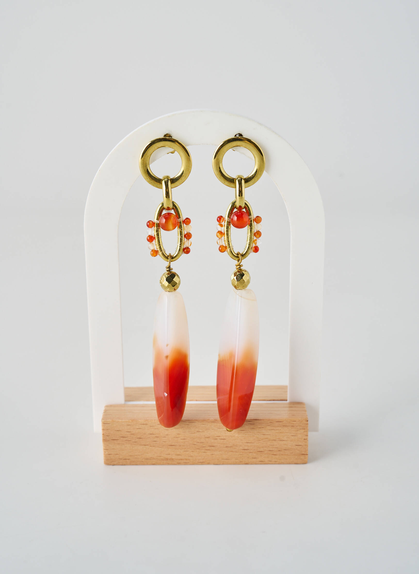 Auskarai perlų ornamentas oranžinė NATURE BIJOUX moteris